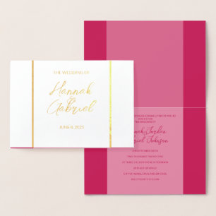 Elegante Rosa Red Wedding Foil Convite