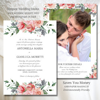 Elegante rosa tudo em um Convite de casamento com 