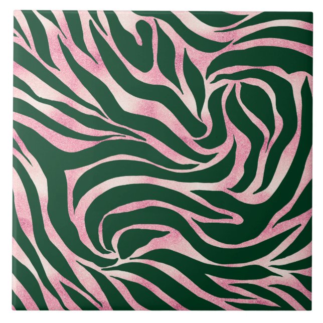 Elegante Rosa Verde Dourada Zebra (Frente)