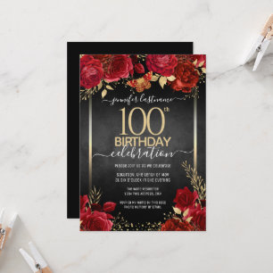Elegante Rosas 100º Convite de Aniversário