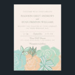 Elegante Rosas De Pêssego Mint Convite Floral De C<br><div class="desc">Elegante suite de convite para casamentos florais com rosas de pêssego, rosas de menta, flores azuis e tipografia moderna e clássica. Alguns elementos por Fish Scraps. ***OBSERVE que, se você alterar a fonte ou o tamanho da fonte, ela pode alterar a forma como o seu convite impressão. Ele vai impressão...</div>