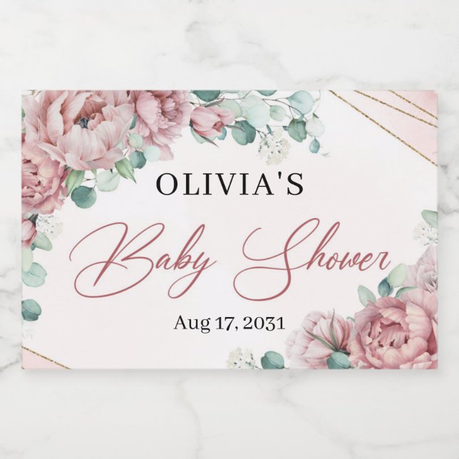 Elegante rosas florais eucalipto - estrutura doura (Rótulo Único)