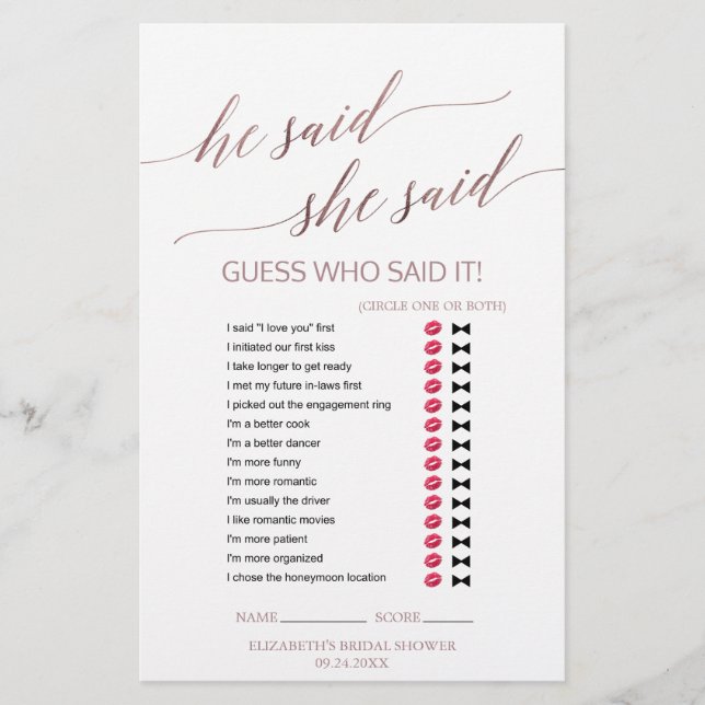 Elegante RoseGold Calliografia Ele Disse Que Ela D (Frente)