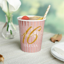 Elegante Rosy Modern Sweet 16 Cups De Papel