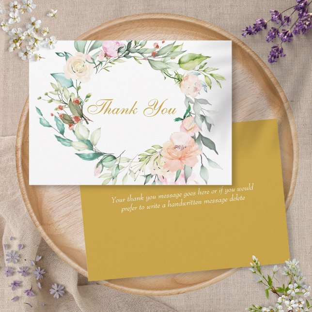Elegante Roteiro Agradecimento Aquarela Rosas Flor (Elegant Script Thank You Watercolour Roses Floral)