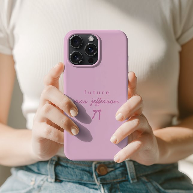 Elegante Roteiro de Despedida de Solteira Personal (Future Mrs Bride To Be Phone Case | Custom Script Name Fiancée Engagement Announcement Phone Case)