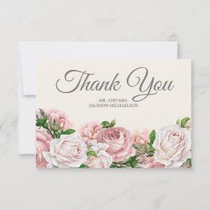Elegante Rótulo Rosas Rosa Creme Agradecimento Cas