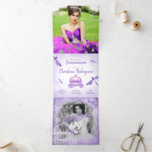 Elegante Roxo, Carruagem Quinceañera Convite