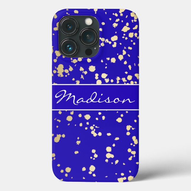 Elegante Royal Blue Glitter iPhone 13 Pro Caso (Verso)