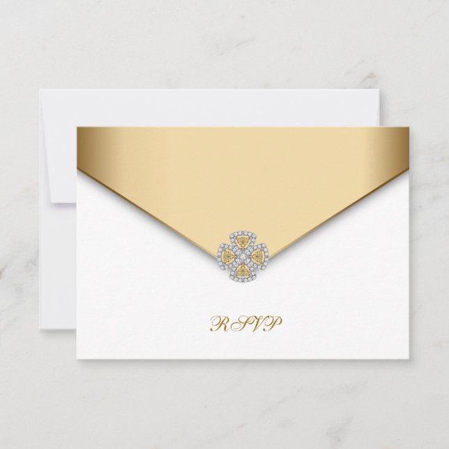 Elegante RSVP Branco e Dourado (Frente)