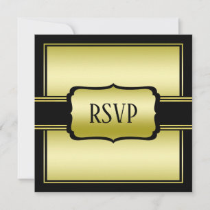 Elegante RSVP de aniversário masculino em ouro e p
