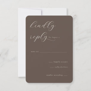 Elegante RSVP de Caligrafia Marrom
