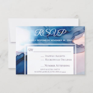 *~*  Elegante RSVP de Casamento com Aquarela Moder