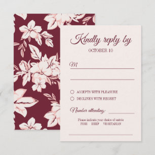 Elegante RSVP de casamento com escolha de refeição