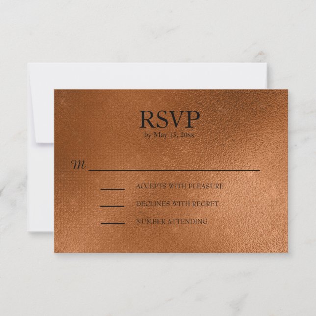 Elegante RSVP de casamento em cobre (Frente)
