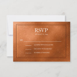 Elegante RSVP de casamento em cobre metálico