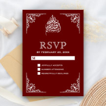 Elegante RSVP de Casamento Islâmico Muçulmano Marr