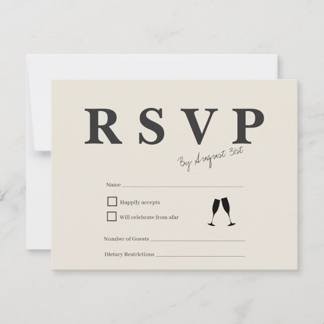 Elegante RSVP de Casamento Sofisticado Stone Linen (Frente)