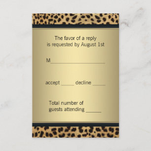 Elegante RSVP de leopardo preto e dourado