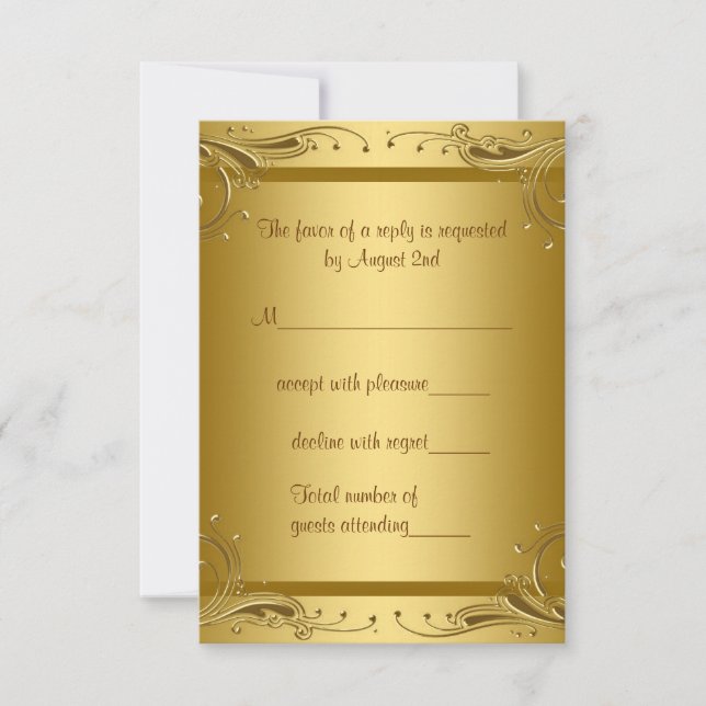 Elegante RSVP Dourado (Frente)