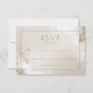 Elegante RSVP em Beige com Aquarela