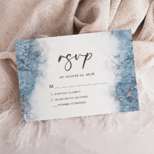 Elegante RSVP em Mármore Azul Prata