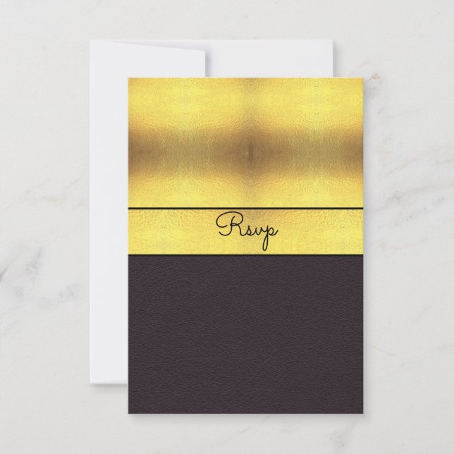Elegante RSVP em Ouro & Preto (Frente)