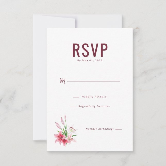 Elegante RSVP Floral Marrom (Frente)
