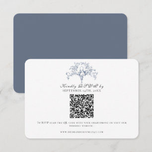 Elegante RSVP Francês Toile Azul Marinho e Brancas