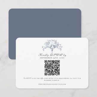Elegante RSVP Francês Toile Azul Marinho e Brancas