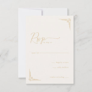 Elegante RSVP Geométrico Bege