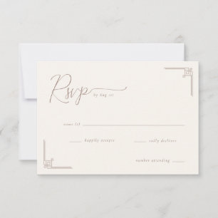 Elegante RSVP Geométrico Bege
