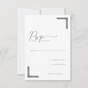 Elegante RSVP Geométrico Preto