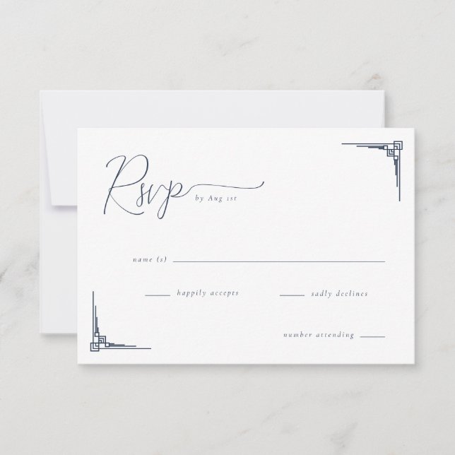Elegante RSVP Geométrico Preto (Frente)