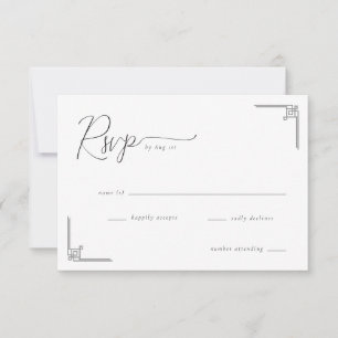 Elegante RSVP Geométrico Preto