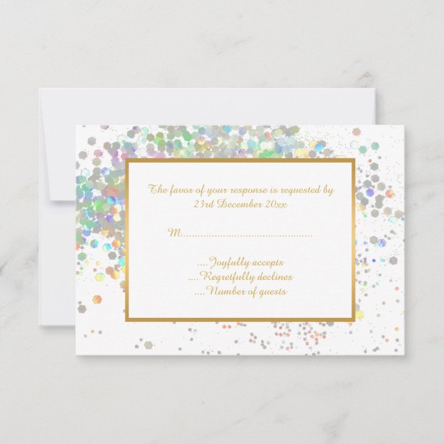 ELEGANTE RSVP HOLOGRÁFICO PASTEL BRANCO PERSONALIZ (Frente)