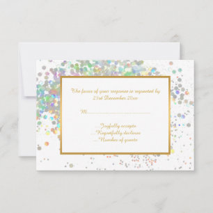 ELEGANTE RSVP HOLOGRÁFICO PASTEL BRANCO PERSONALIZ