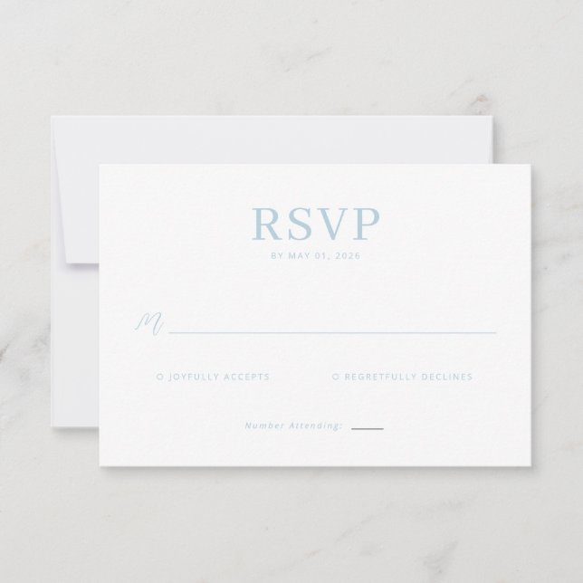 Elegante RSVP Minimalista Azul (Frente)