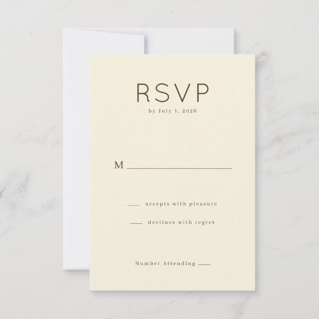 Elegante RSVP Minimalista Bege (Frente)
