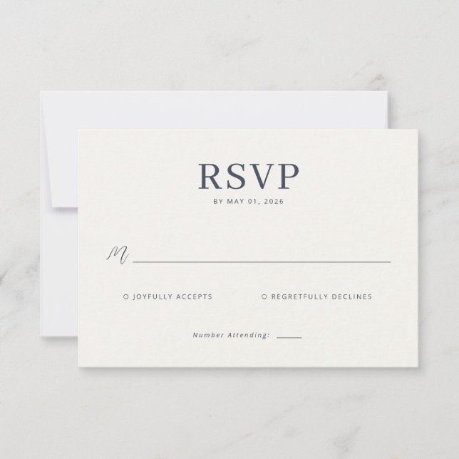 Elegante RSVP Minimalista Cinza (Frente)