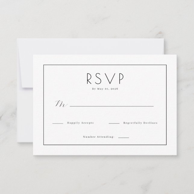 Elegante RSVP Minimalista Preto (Frente)