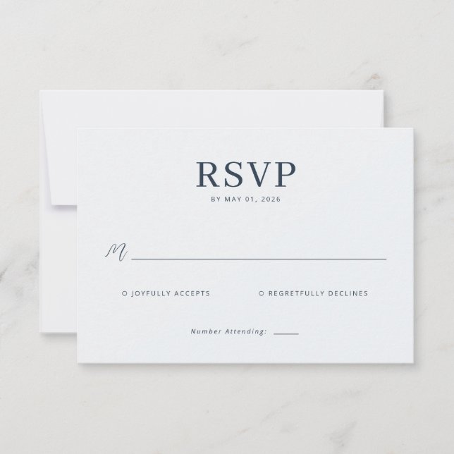 Elegante RSVP Minimalista Preto (Frente)
