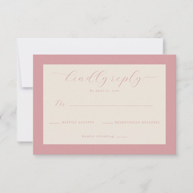 Elegante RSVP Minimalista Rosa (Frente)