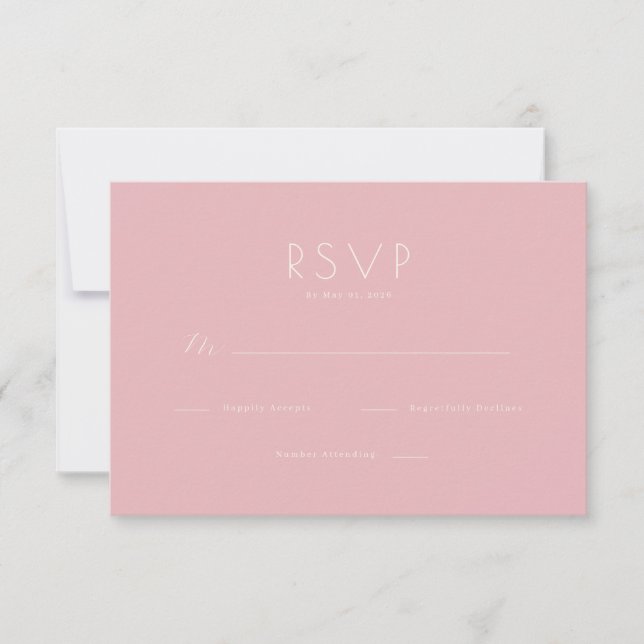 Elegante RSVP Minimalista Rosa (Frente)