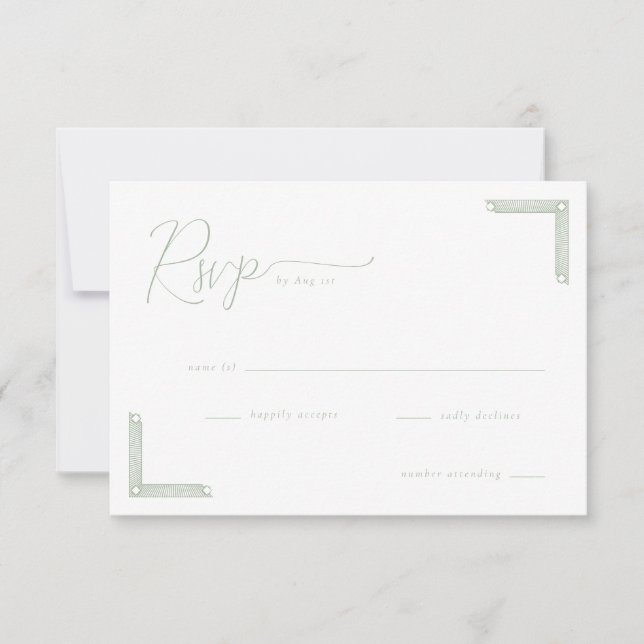 Elegante RSVP Minimalista Verde (Frente)