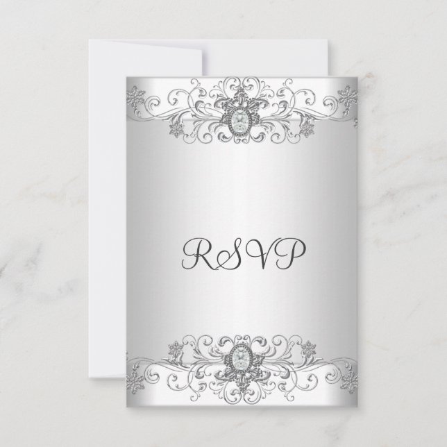 Elegante RSVP Prata Branco Diamante (Frente)