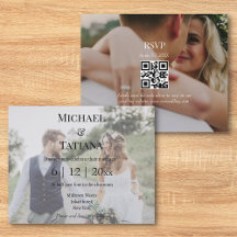 elegante rsvp qr code 2 fotos convite para casamen