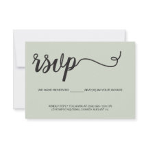 Elegante RSVP reserva assentos Sage Green casament