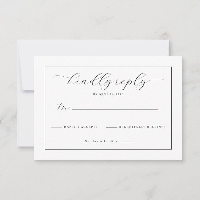 Elegante RSVP Tipográfico Preto (Frente)