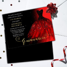 Elegante Ruby Red Espanhol Quinceañera - Dourado